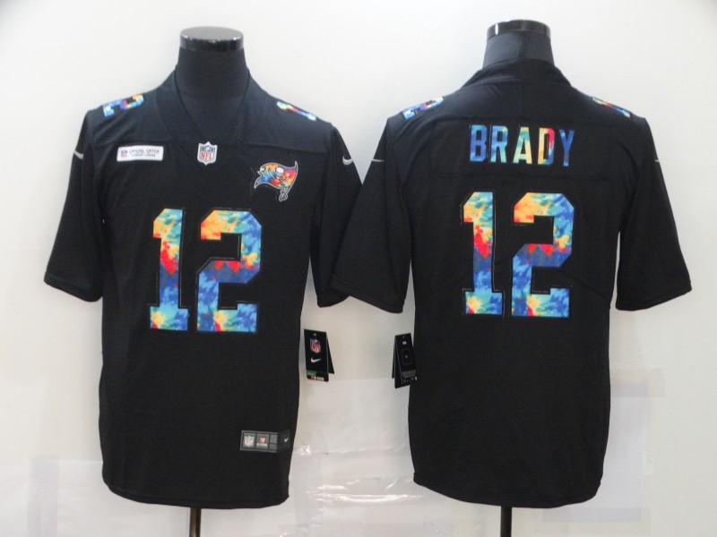 Men's Tampa Bay Buccaneers #12 Tom Brady 2020 Black NFL Crucial Catch Limited Stitched Jersey